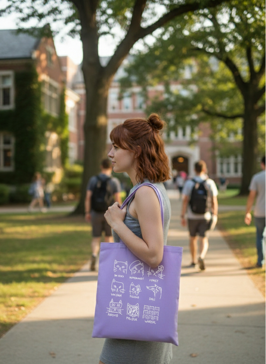 art cat lila kanas çanta