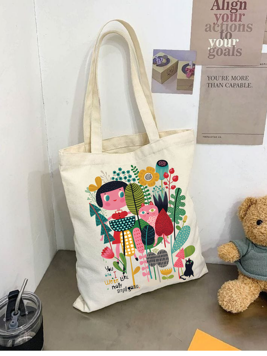 Design Art Krem Kanvas Çanta – 35x40 cm