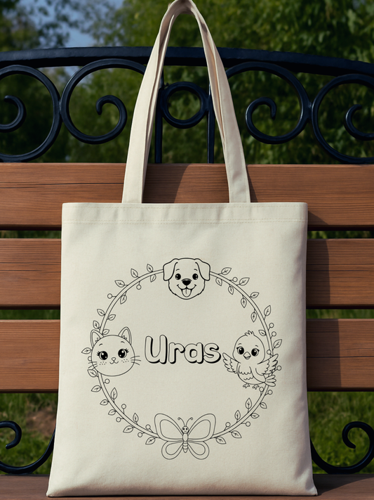 hayvanlı isme özel boyama çantası