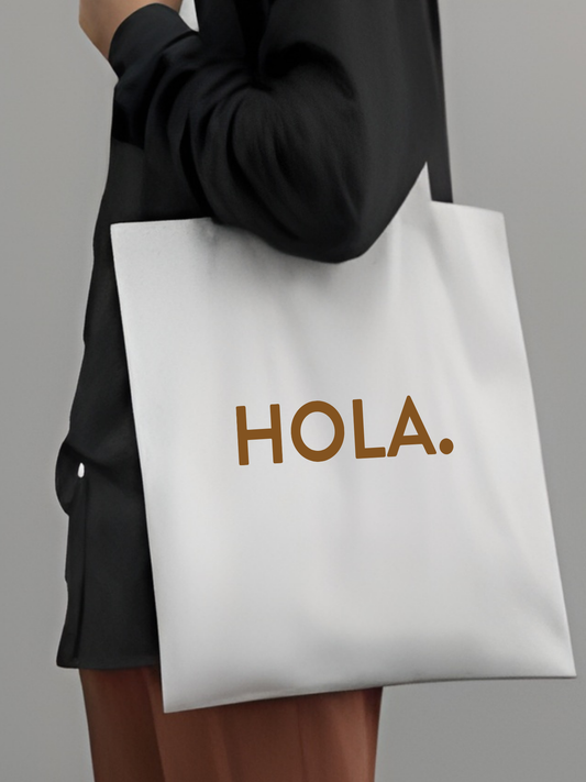 Y2K Hola tasarımlı %100 pamuk ham bez çanta. 35x40 cm dayanıklı, çevre dostu, günlük kullanım ve hediye için ideal tote bag modeli.