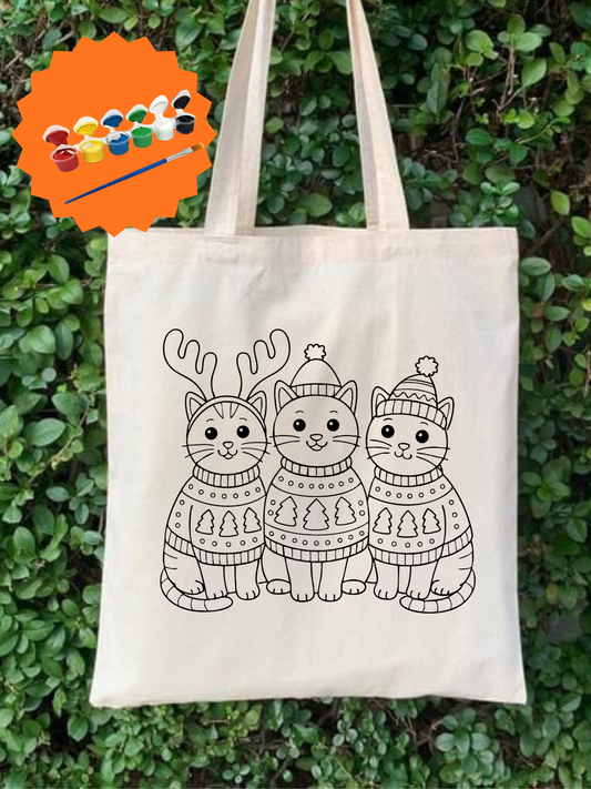 Yılbaşı Kedili Tasarım Boyama Seti