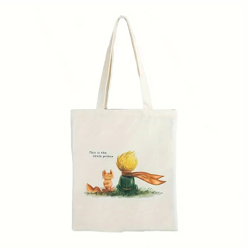 Little Prince tasarımlı %100 pamuk ham bez çanta. 35x40 cm dayanıklı, çevre dostu, günlük kullanım ve hediye için ideal tote bag modeli.
