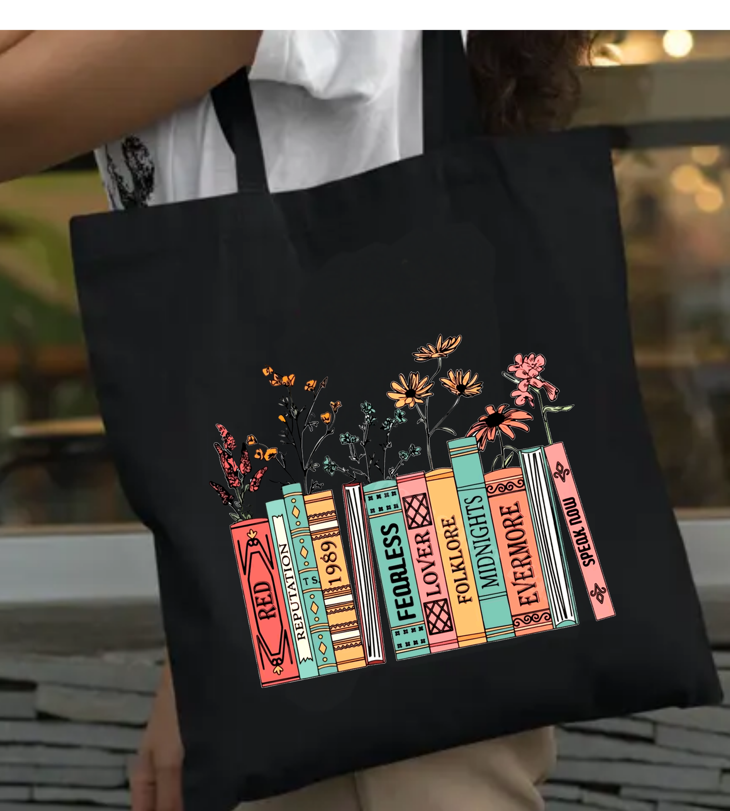 Taylor Swift Book Album Kitap Tasarım, Siyah , Kanvas Tote Bag, Bez Çanta, Kanvas Çanta