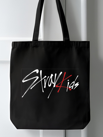 Stray Kids Skzoo Tasarım, Siyah , Kanvas Tote Bag, Bez Çanta, Kanvas Çanta, kore çanta, kpop çanta